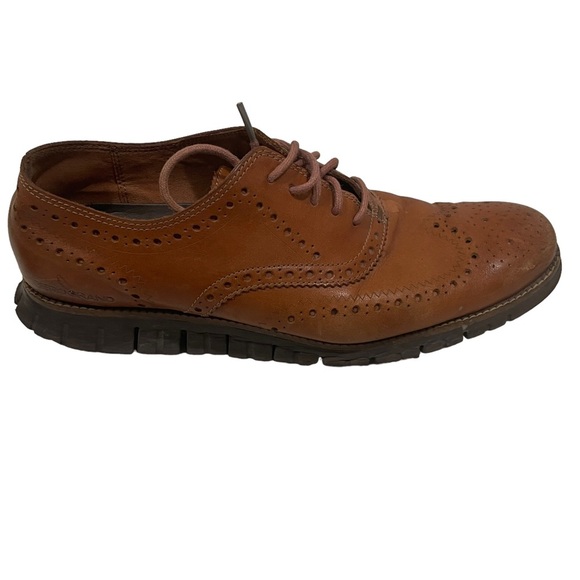 Cole Haan Zerogrand Wingtip Oxford Dress Shoe Sz 9.5 British Tan Java Brown - Picture 3 of 11